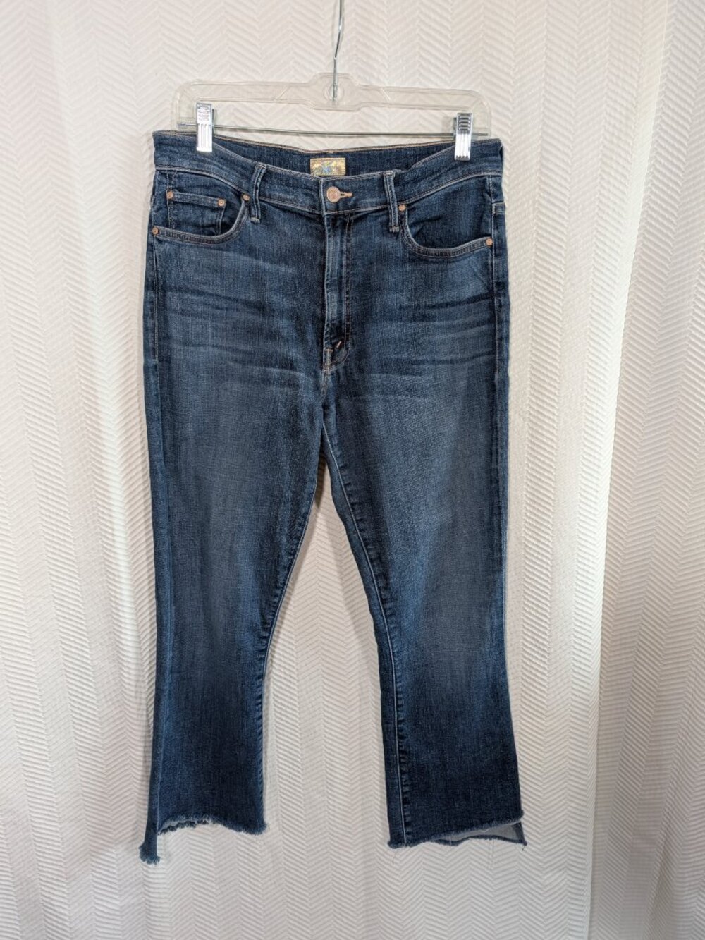 Mother The Insider Crop Step Fray Jeans Style 1157-383 Blue Denim Size 31